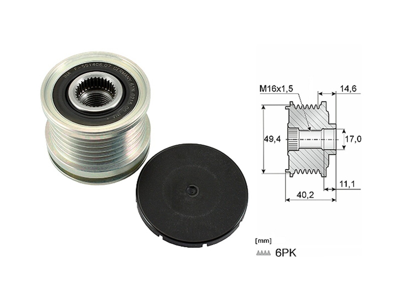 Polea Alternador Marcha Libre Toyota Hilux Volks Amarok 4X2 4X4 11-25 
