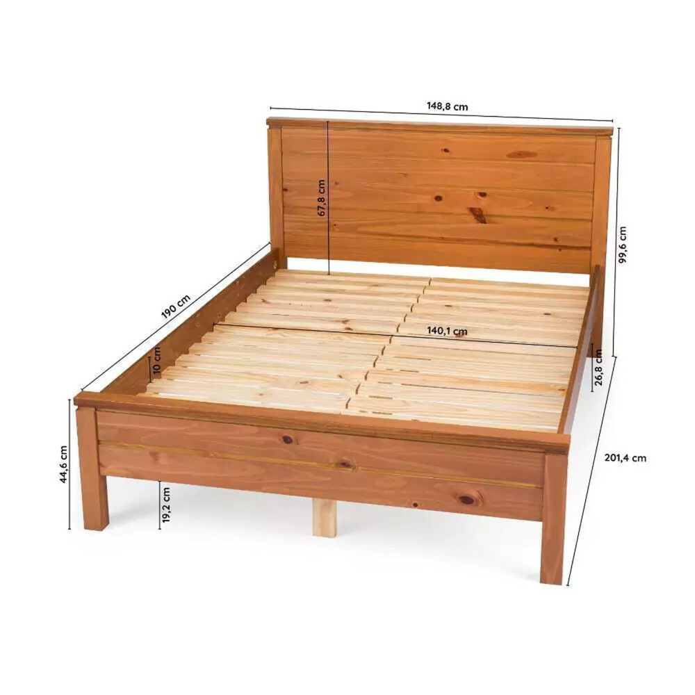 CAMA 2 PLAZAS MADERA NATURAL-BEIGE FRESNO
