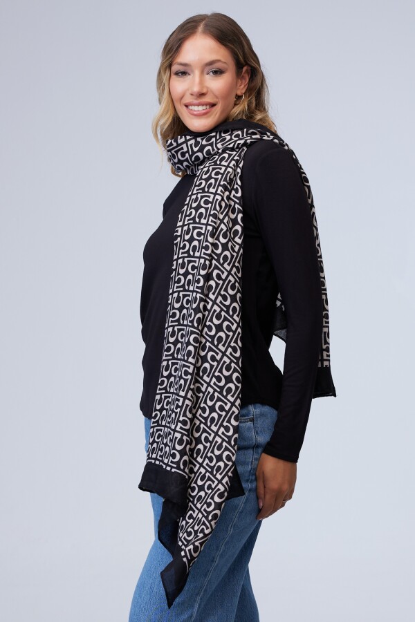 Pashmina Printed NEGRO/BEIGE