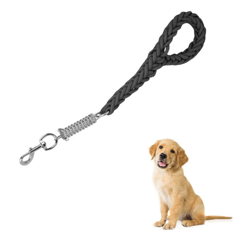 Correa Trenzada Reforzada Resorte Mosqueton Anti Tiron Perro Variante Color Negro