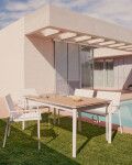 Mesa extensible de exterior Canyelles de polimadera y aluminio blanco mate 140 (200) x 90 cm