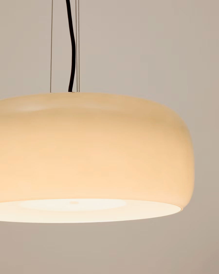 Lámpara de techo Reig de cristal gris claro, Ø 38 cm