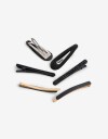 Horquillas con Accesorios Strass Set De 6 Hebillas Noche, - Negro