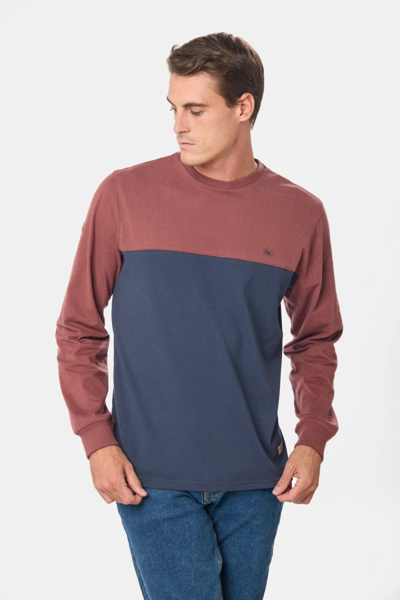 REMERA COMBINADA - Bordo 