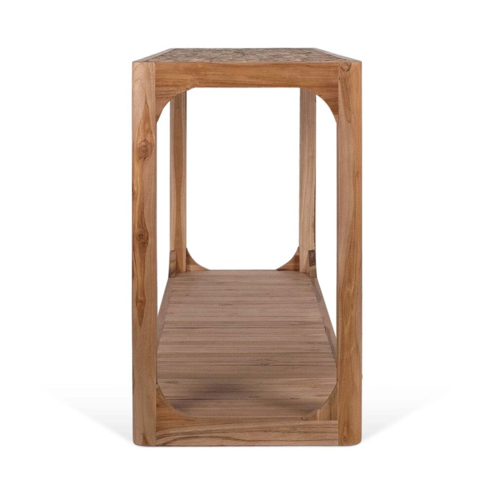 CONSOLA MADERA NATURAL-BEIGE COCO NATURAL