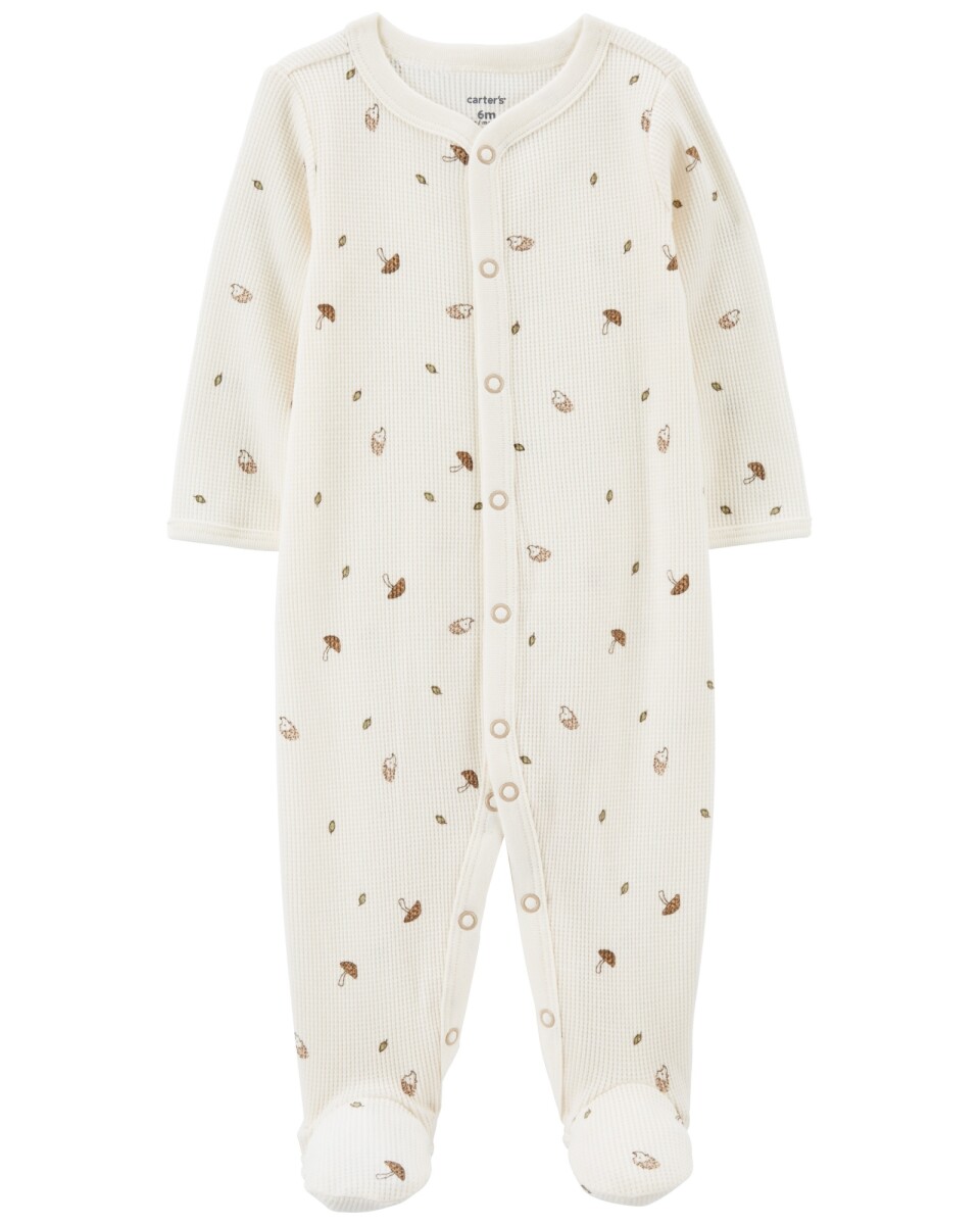Pijama una pieza de algodón térmico con pie, diseño setas 