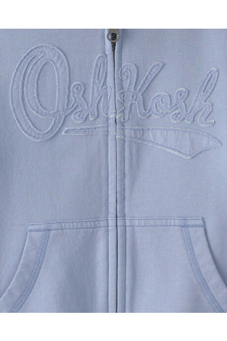 Campera de algodón, azul, con capucha y logo Campera de algodón, azul, con capucha y logo