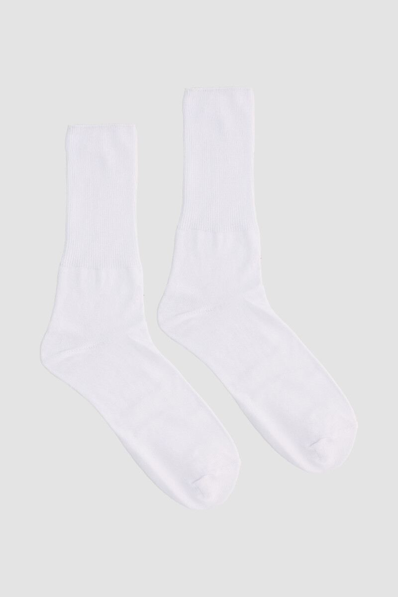 Medias lisas con puño especial que no aprieta - Blanco 