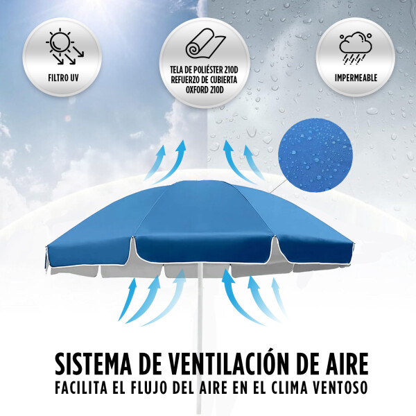 Combo Sombrilla Azul de Playa con Protección UV + Base Ancla Espiral - IMBACK Combo Sombrilla Azul de Playa con Protección UV + Base Ancla Espiral - IMBACK