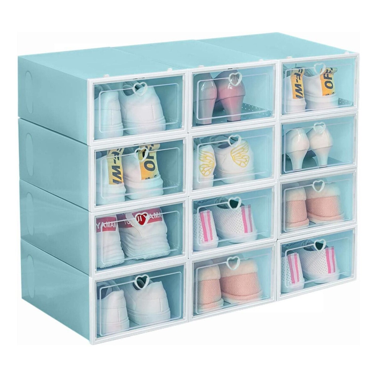 Caja Organizadora Zapatos Zapatera 12 Unidades Caja Apilable - Color Variante Corazonceleste 