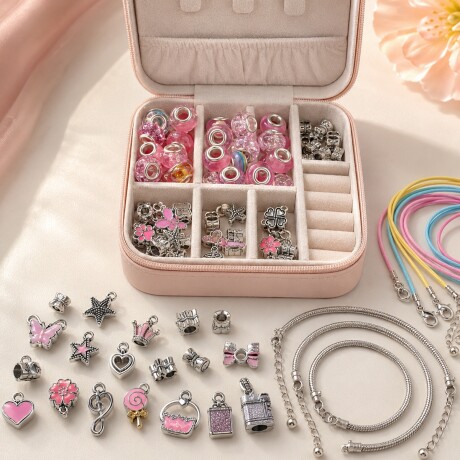 Set de joyero y mostacillas Rosado