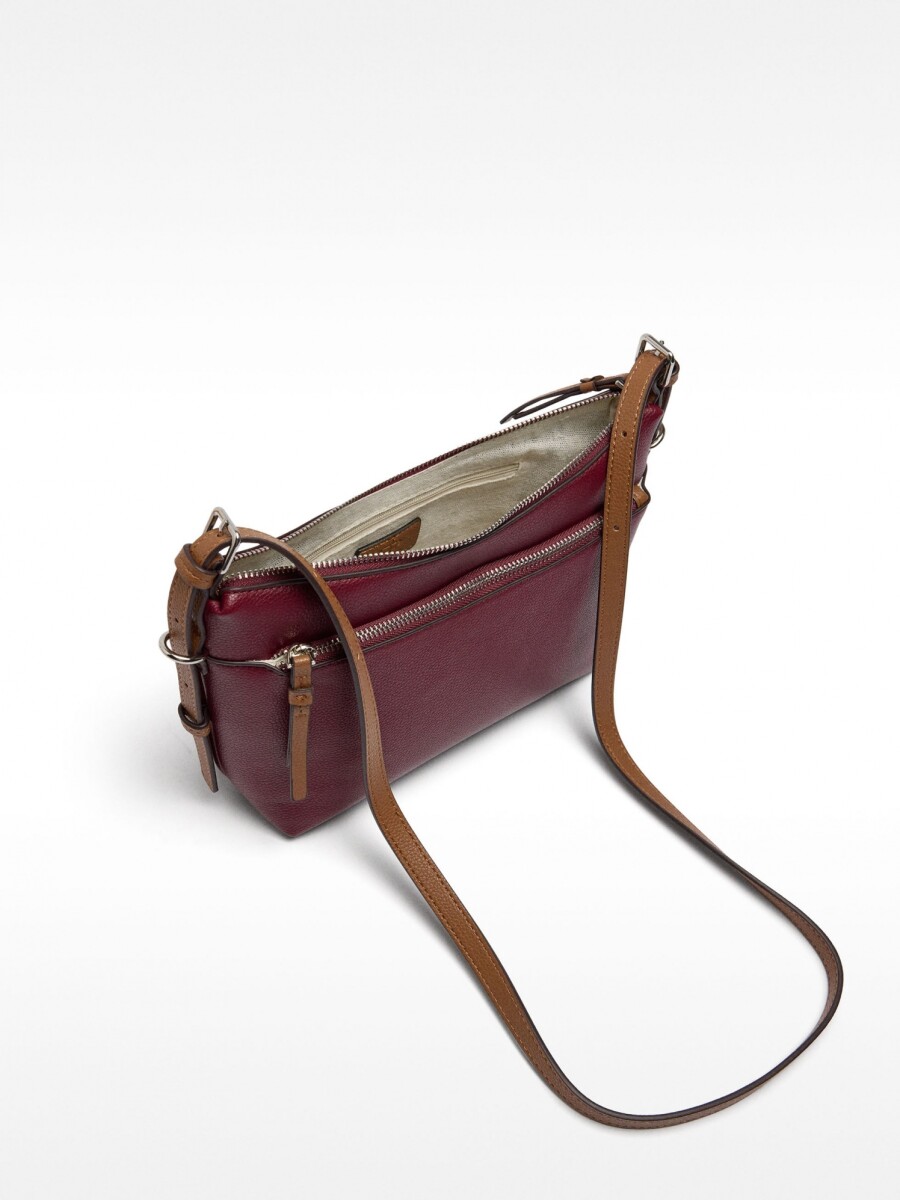 Bolso Bandolera Con Bolsillo Exterior burdeos