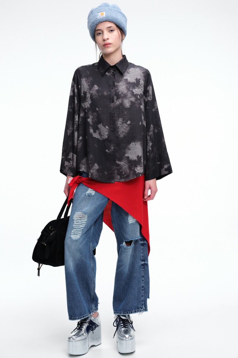 CAMISA OVER PRINT Negro