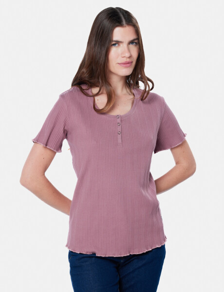 REMERA RIB CON BOTONES Rosado