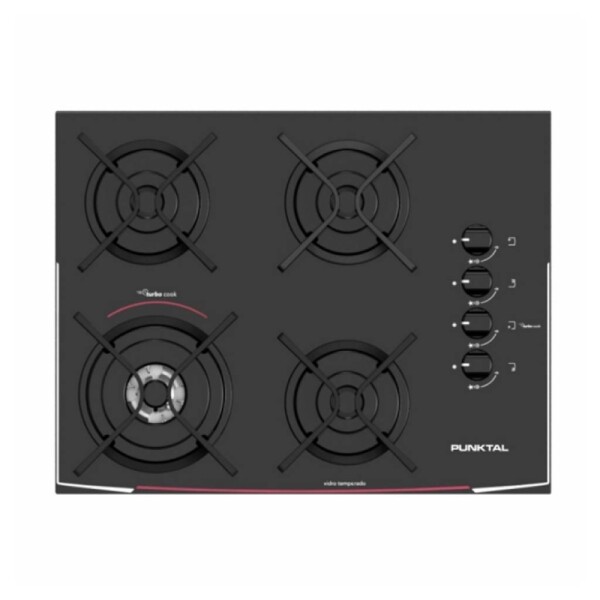 ANAFE GAS - 4 HORNALLAS - 1 TRIPLE LLAMA -MESADA DE VIDRIIO negro