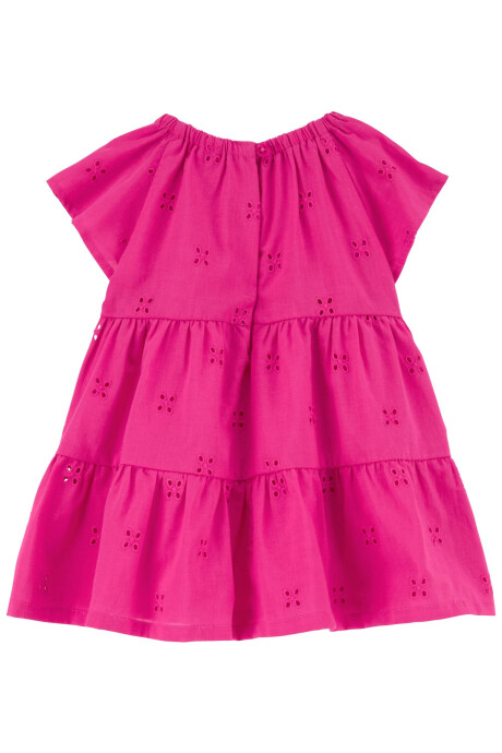 Vestido de algodón, escalonado y con ojales. Talles 0-24M Sin color