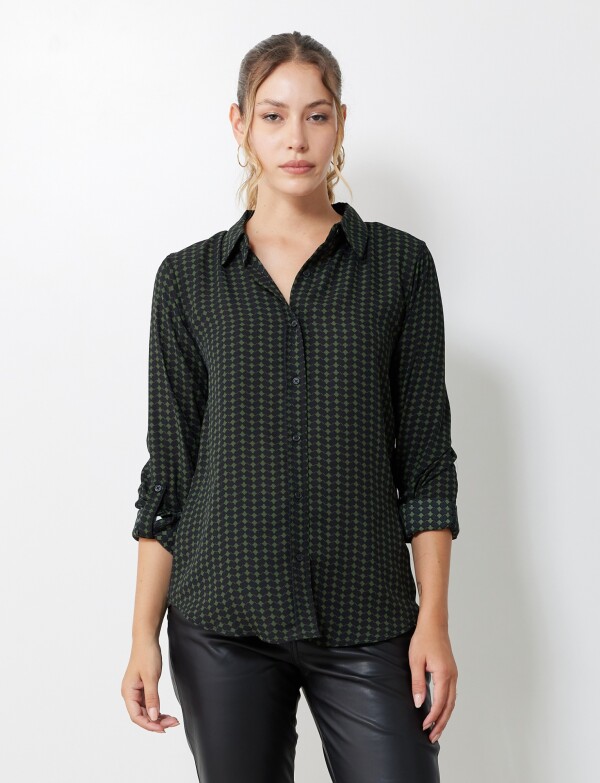 Camisa Crepe Printed NEGRO/VERDE