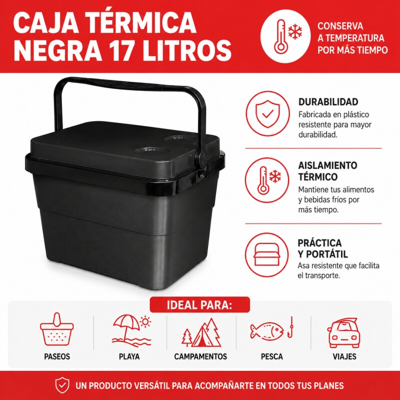 Conservadora térmica 17 lts NEGRO