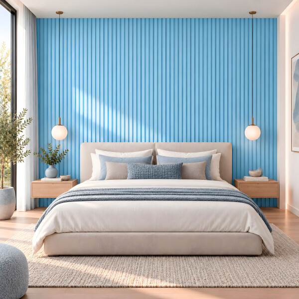 Pack x10 Wpc Simil Madera Wall Panel Lambrin 2.90x16.7 Celeste 1