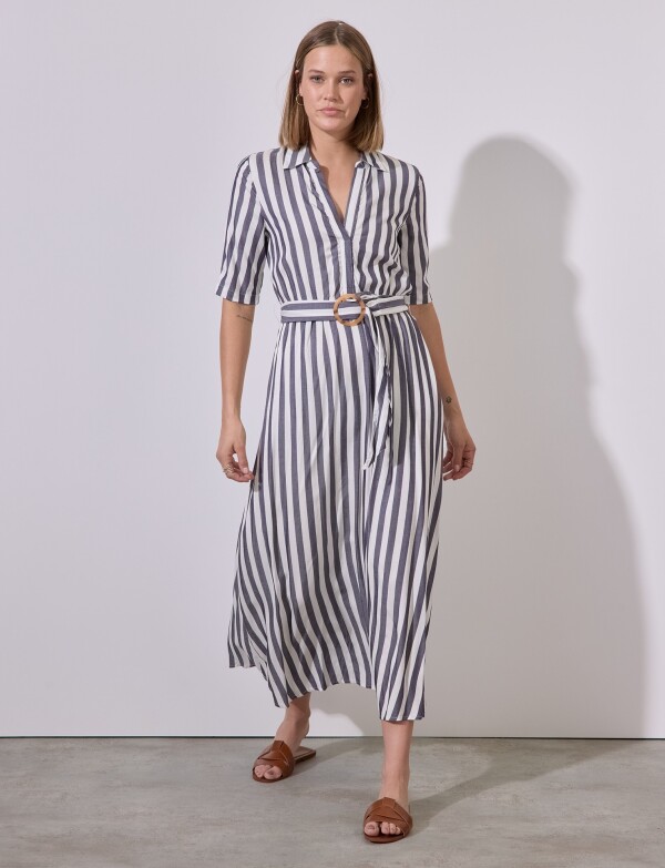 Vestido Maxi Stripes BLANCO/AZUL