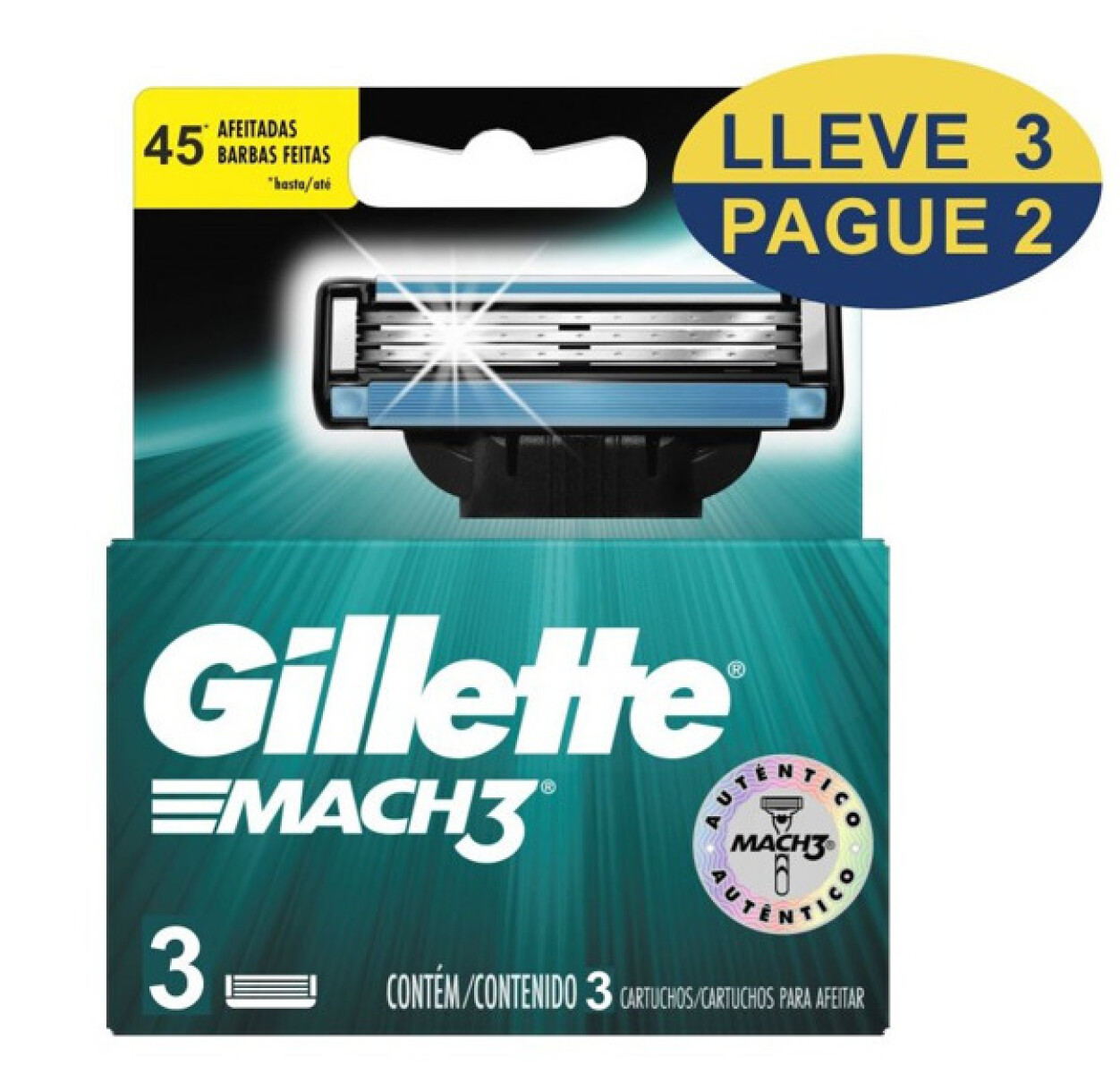 Gillette Mach 3 Dispenser 3x2 unidades 