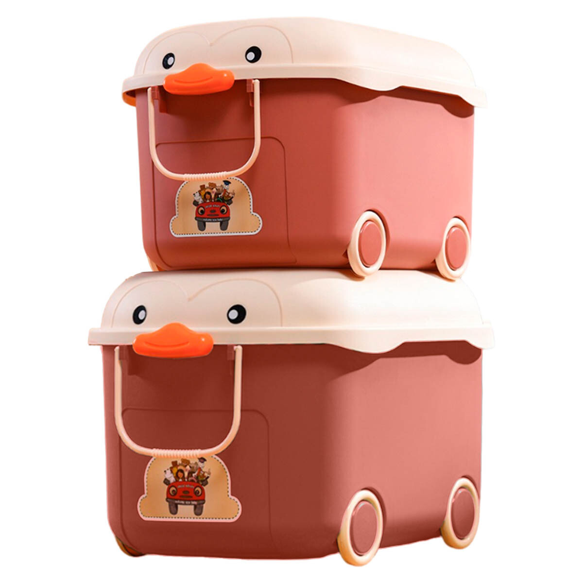 Set X2 Organizadores Con Ruedas Para Juguetes Niños - Rosa 