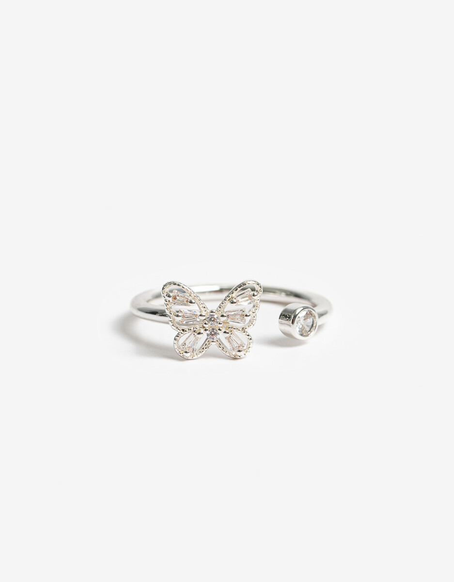 Anillo Mariposa Bañado En Plata Con Cubic Zirconia. 