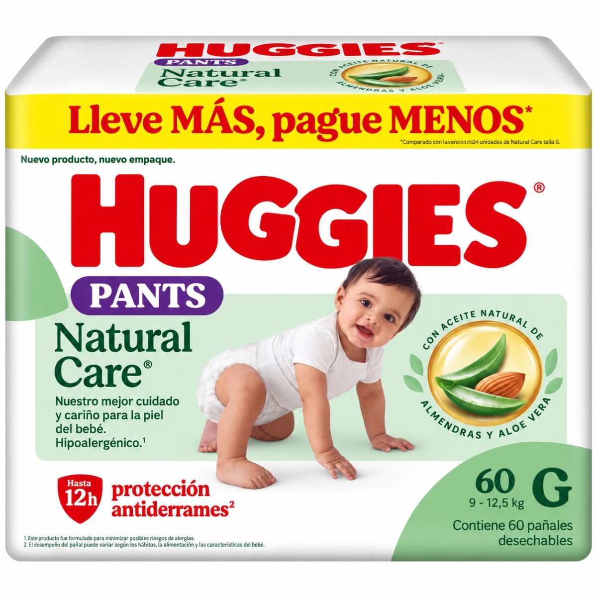 Pañales Huggies Natural Care Pants x60 Talle G 