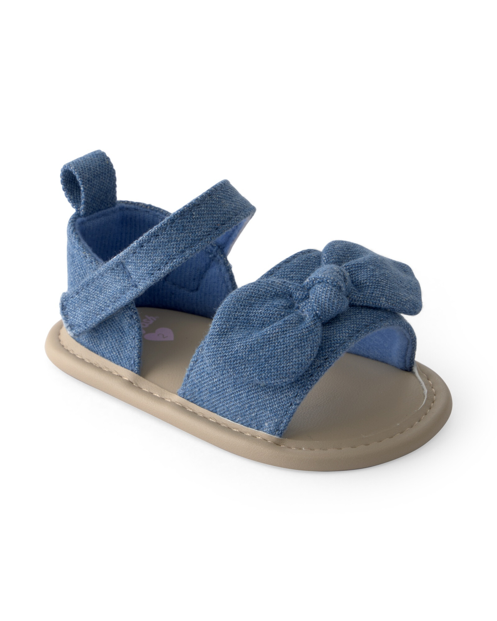 Sandalias azules con velcro y moño Sin color