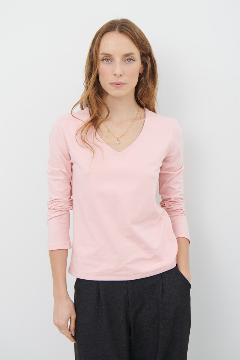 REMERA V M/LARGA - ROSA 