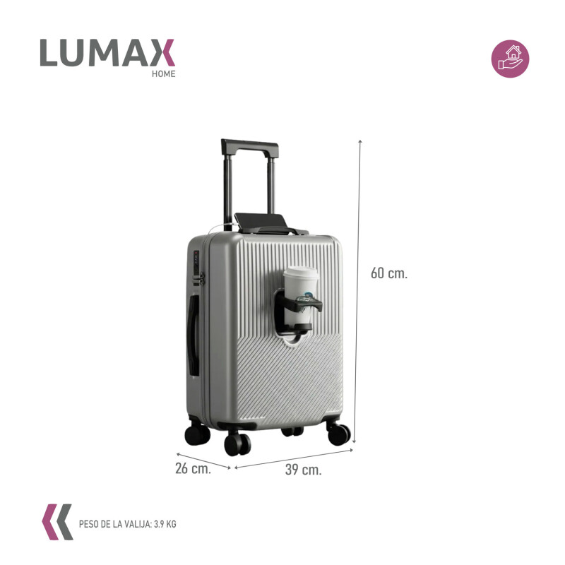 Valija rigida Lumax Sapporo con portavaso Gris