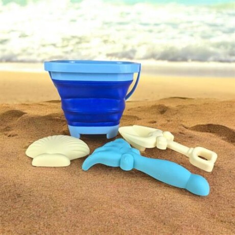 Set de juego de playa balde cuadrado plebale Azul