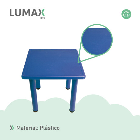 Mesa Cuadrada de Plástico y Metal para Niños 60x60cm Azul
