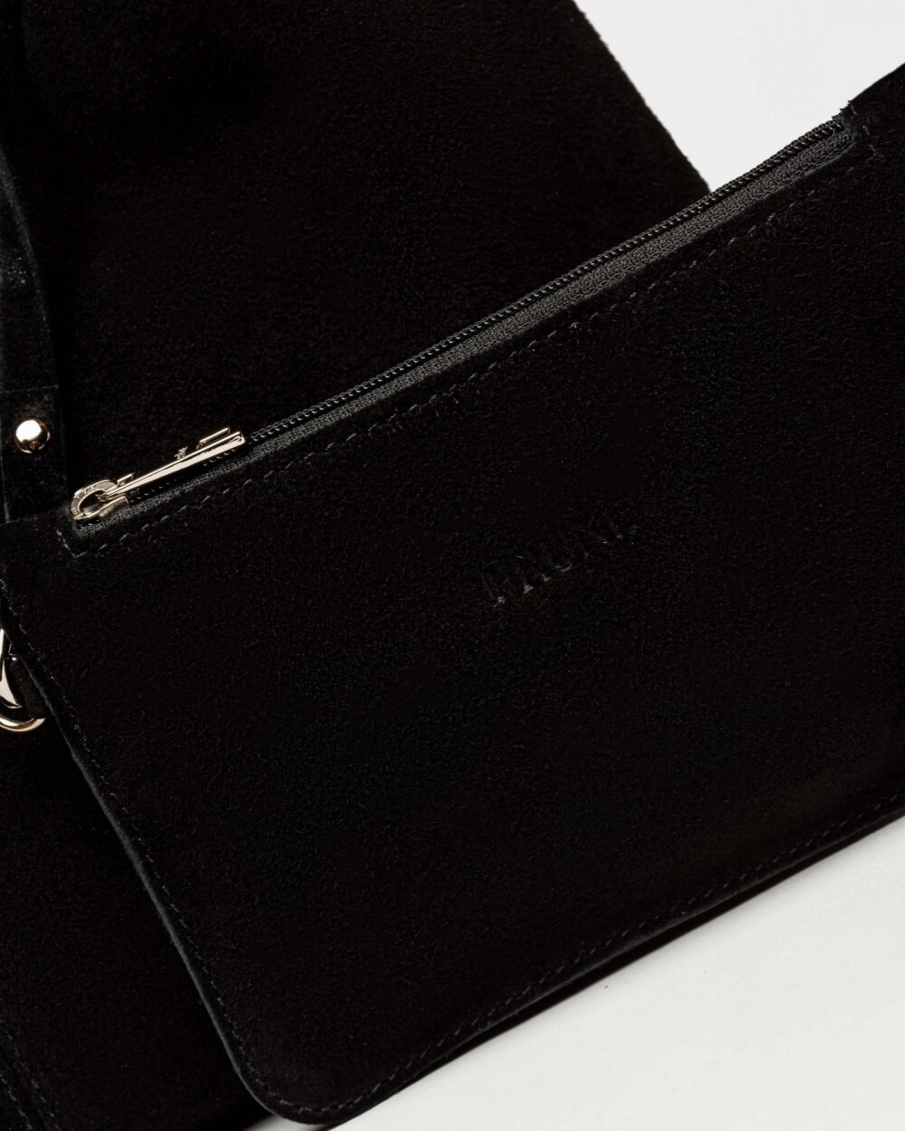 Cartera al hombro Juana en Cuero Gamuza Negro