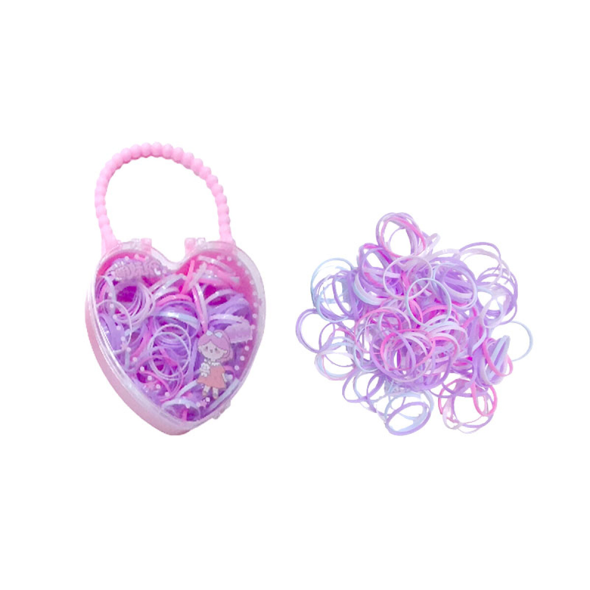 Colitas para el cabello de goma de colores carterita corazón - Colitas Para El Cabello De Goma De Colores Carterita Corazón 