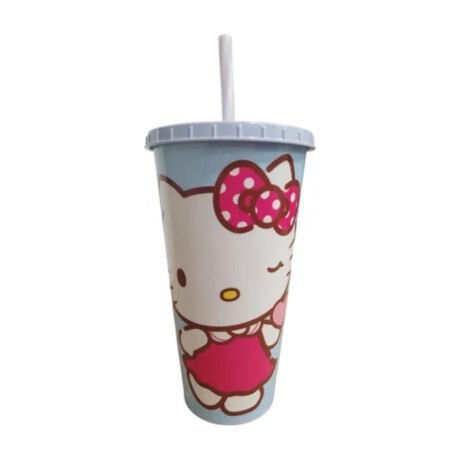 Vaso Plástico Con Pajita Hello Kitty 700 ml Vaso Plástico Con Pajita Hello Kitty 700 ml
