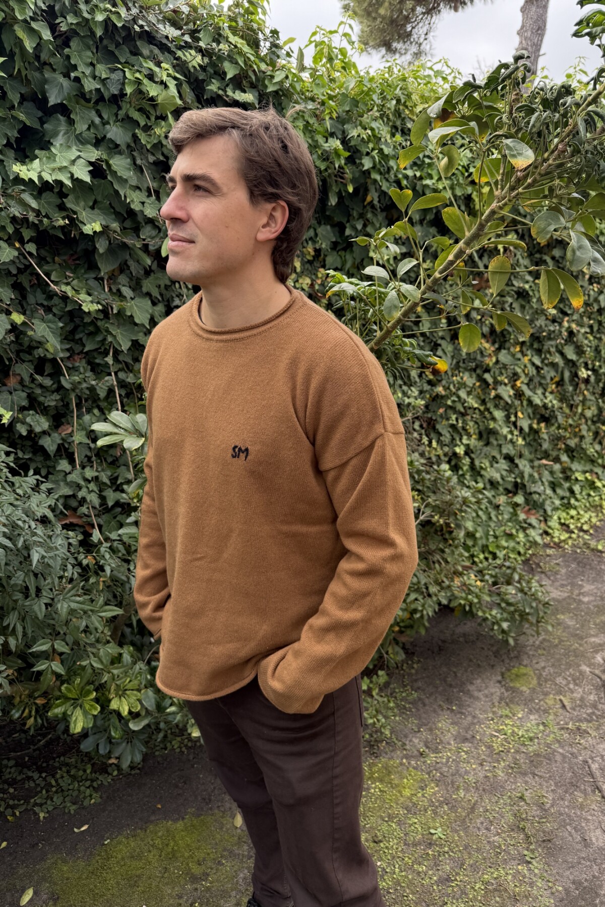 Wool Sweater Men Camel