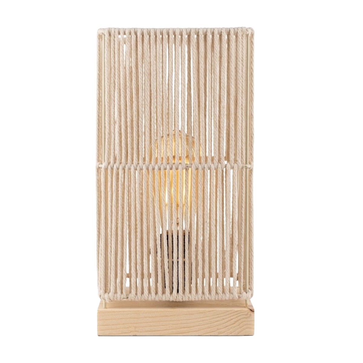 LAMPARA HILO BLANCO/MADERA A BATERIA 
