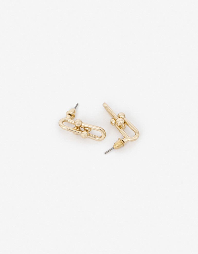 Aros Colgantes Cortos Metal Aros Cortos Metal Eslabones - Dorado