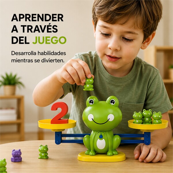 Juego Educativo Balanza de Ranas con Números y Cartas Verde 1