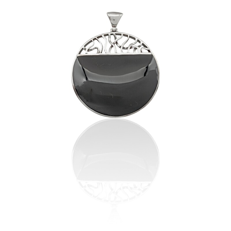Dije Colgante Círculo-Plata 925-Onix-CP4179 conpiedra