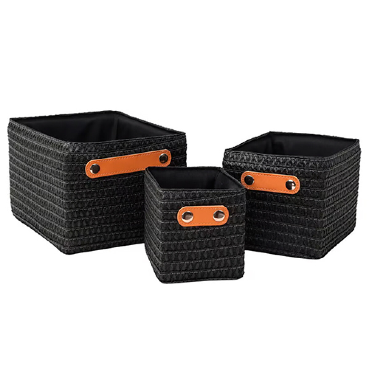 Set 3 Canastos tejidos negro -9066888 - Sin color 