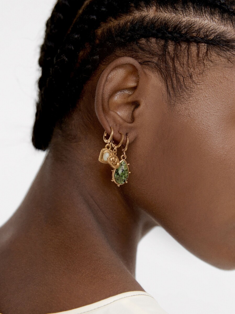 Set De Aros Con Piedras - multicolor 