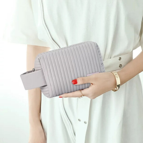 Neceser texturado chico con mango Gris