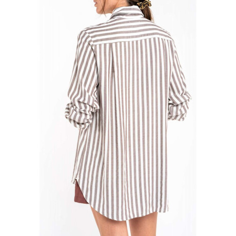 Blusa Raya Negra Y Cruda Cafe