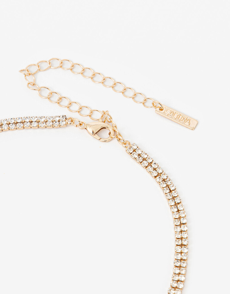 Collares Cortos Strass Collar Corto Con Strass - Dorado