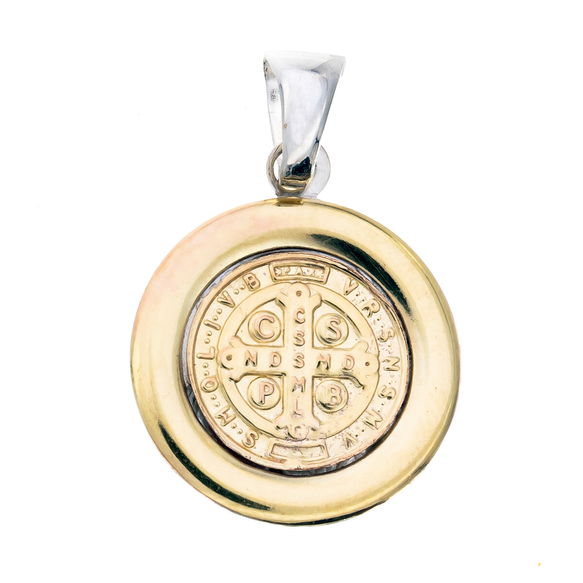 Medalla de plata 925 y double de oro 18 ktes San Benito 