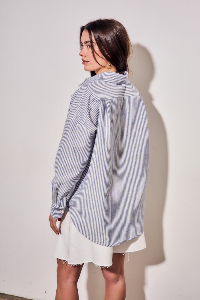 Camisa Rayada Azul