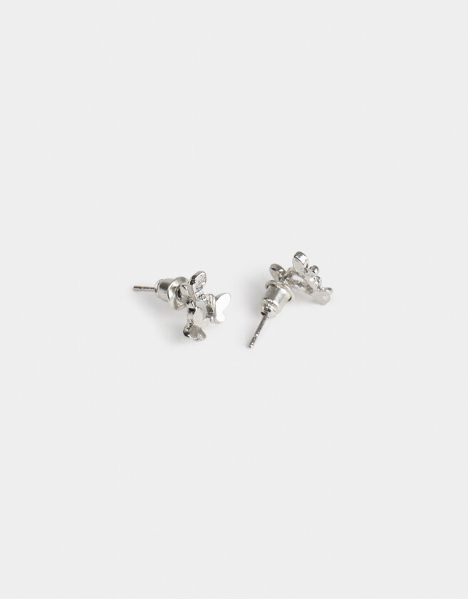 Aros Pasantes Con Mariposas Aros Pasantes Mariposas - Plateado