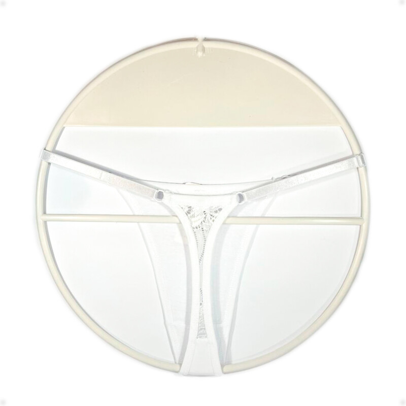 Tanga Colaless Ajustable De Encaje Trasero Blanco